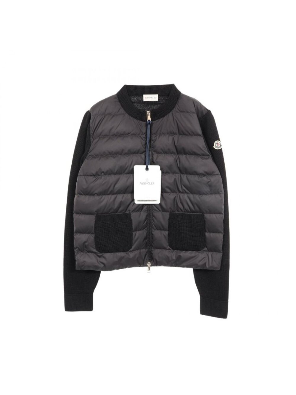 Moncler Down Jacket Cardigan Contrast Wool Knit